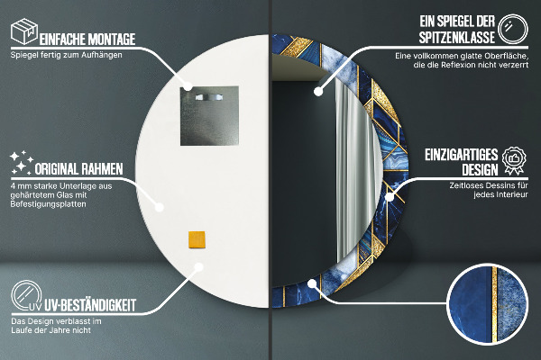 Moderný mramor Okrúhle dekoračné zrkadlo na stenu