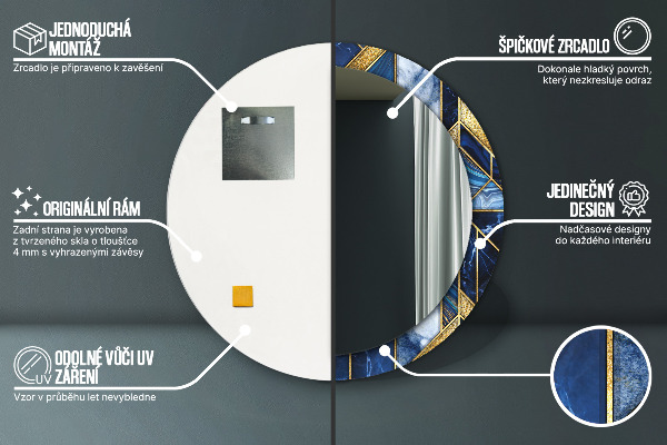 Moderný mramor Okrúhle dekoračné zrkadlo na stenu