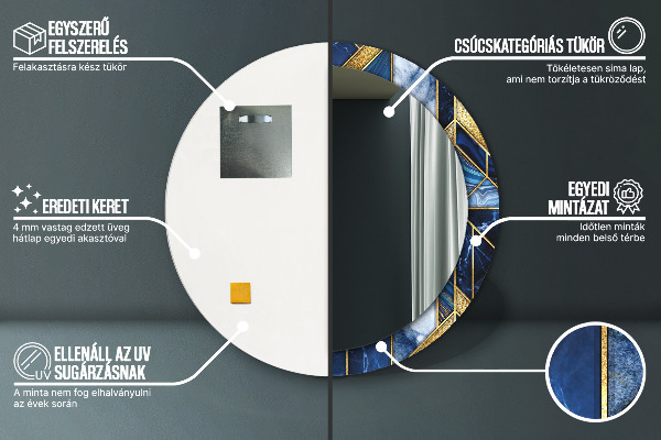 Moderný mramor Okrúhle dekoračné zrkadlo na stenu