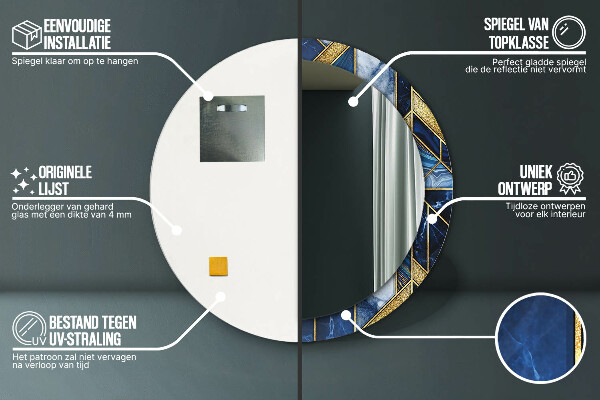 Moderný mramor Okrúhle dekoračné zrkadlo na stenu