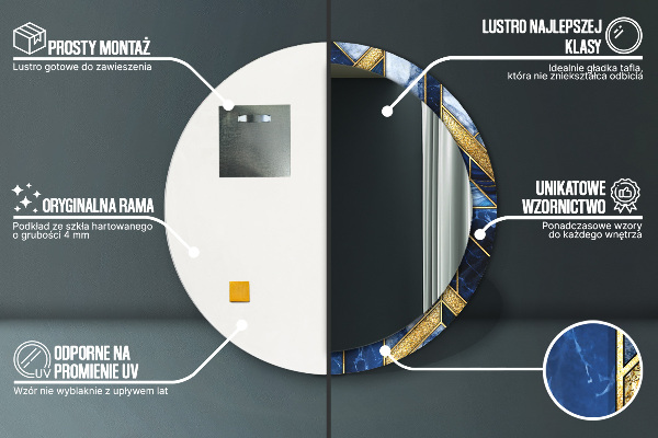 Moderný mramor Okrúhle dekoračné zrkadlo na stenu