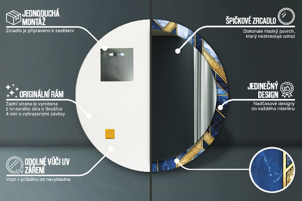 Moderný mramor Okrúhle dekoračné zrkadlo na stenu