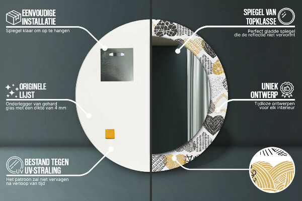 Srdcia Doodle Okrúhle dekoračné zrkadlo