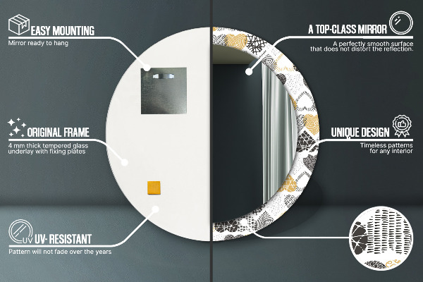 Srdcia Doodle Okrúhle dekoračné zrkadlo