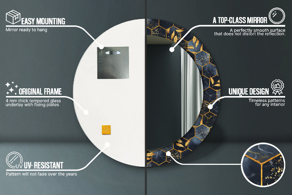 Šesťuholník Okrúhle dekoračné zrkadlo