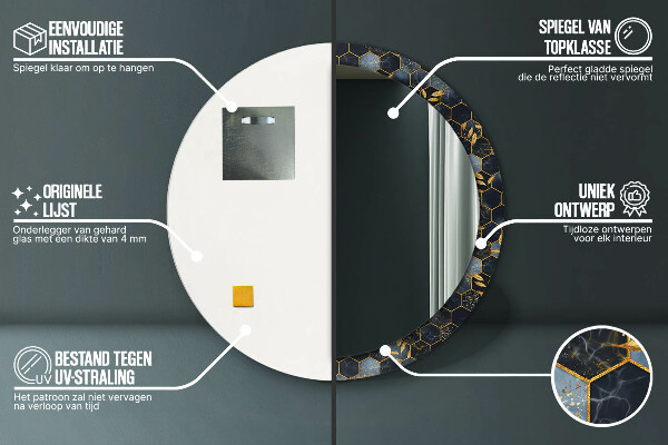 Šesťuholník Okrúhle dekoračné zrkadlo