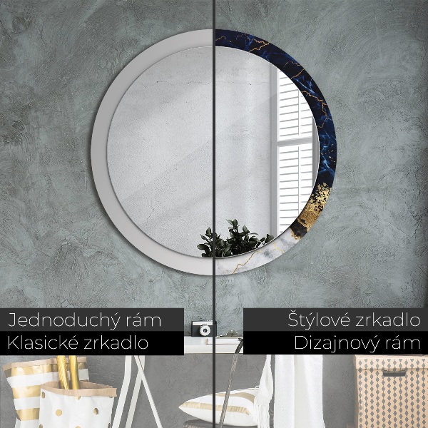 Modrý mramor Okrúhle dekoračné zrkadlo