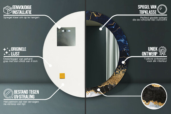 Modrý mramor Okrúhle dekoračné zrkadlo