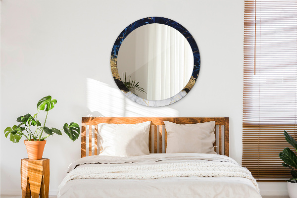 Modrý mramor Okrúhle dekoračné zrkadlo