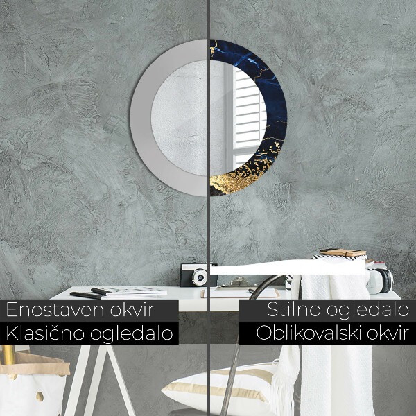 Modrý mramor Okrúhle dekoračné zrkadlo