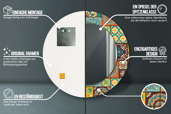 Arabský vzor Okrúhle zrkadlo s motívom