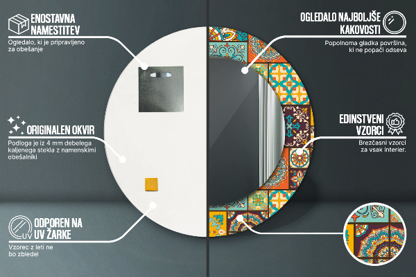 Arabský vzor Okrúhle zrkadlo s motívom