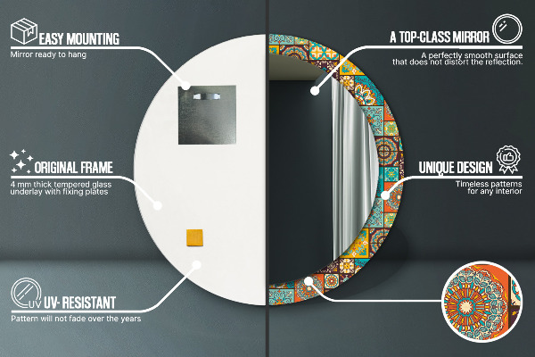 Arabský vzor Okrúhle zrkadlo s motívom