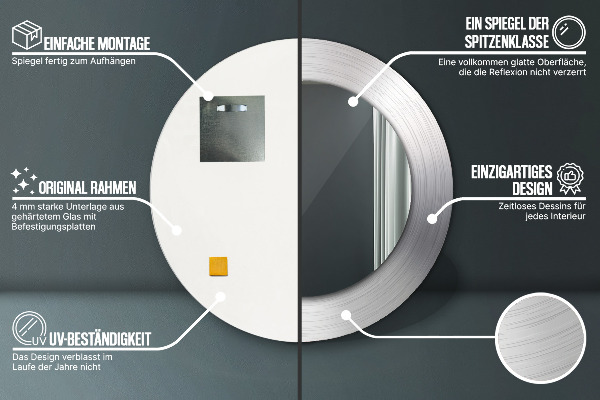 Lesklá oceľ Okrúhle dekoračné zrkadlo