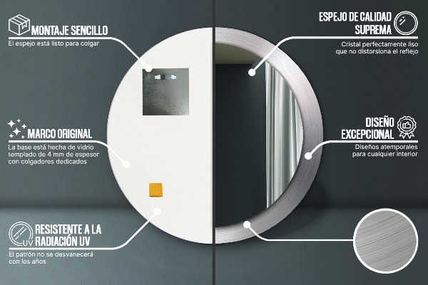 Lesklá oceľ Okrúhle dekoračné zrkadlo