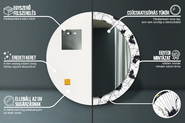 Zloženie lineárnych kvetov Okrúhle dekoračné zrkadlo na stenu