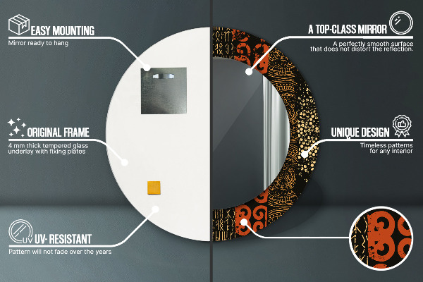 Grunge abstraktný vzor Okrúhle dekoračné zrkadlo na stenu