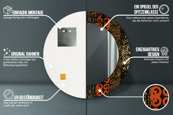 Grunge abstraktný vzor Okrúhle dekoračné zrkadlo na stenu