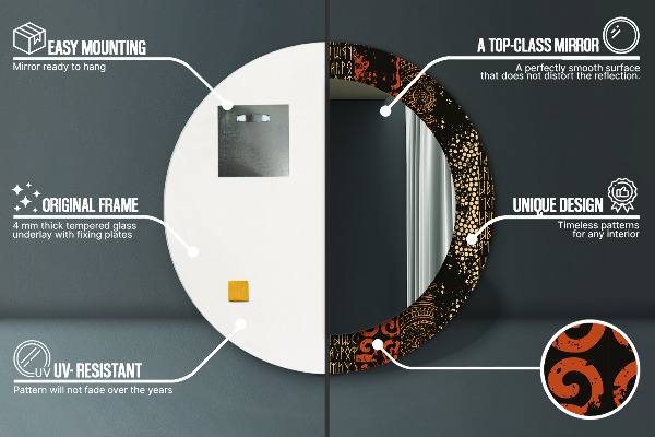 Grunge abstraktný vzor Okrúhle dekoračné zrkadlo na stenu