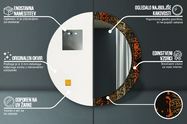 Grunge abstraktný vzor Okrúhle dekoračné zrkadlo na stenu