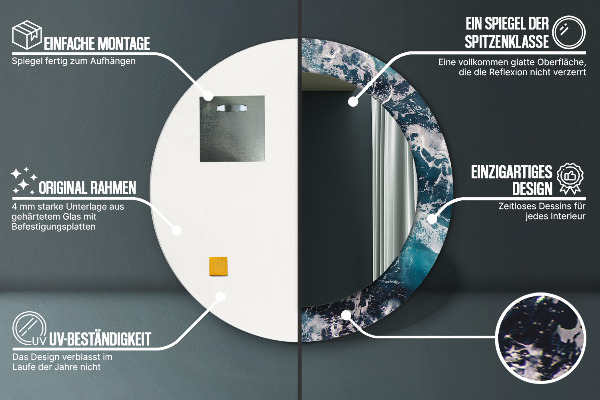 Turbulentné more Okrúhle dekoračné zrkadlo