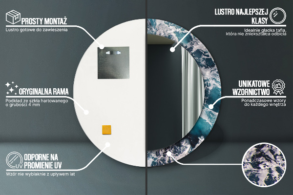 Turbulentné more Okrúhle dekoračné zrkadlo