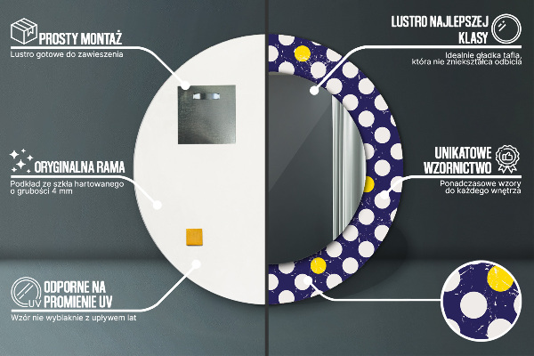 Retro bodky Okrúhle dekoračné zrkadlo na stenu