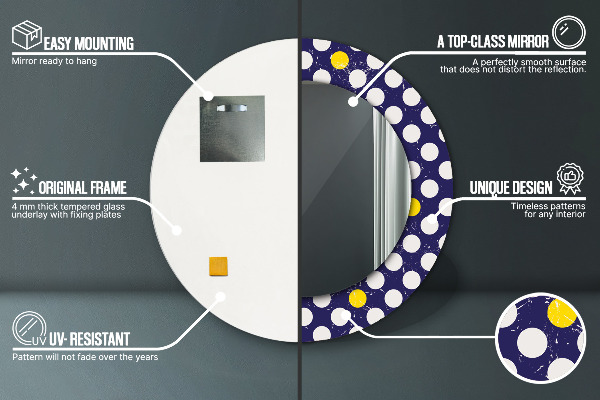 Retro bodky Okrúhle dekoračné zrkadlo na stenu