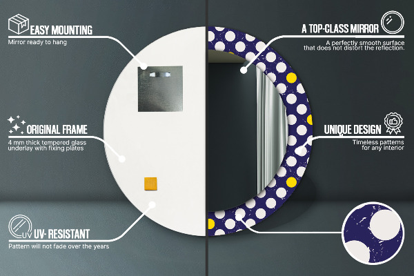 Retro bodky Okrúhle dekoračné zrkadlo na stenu