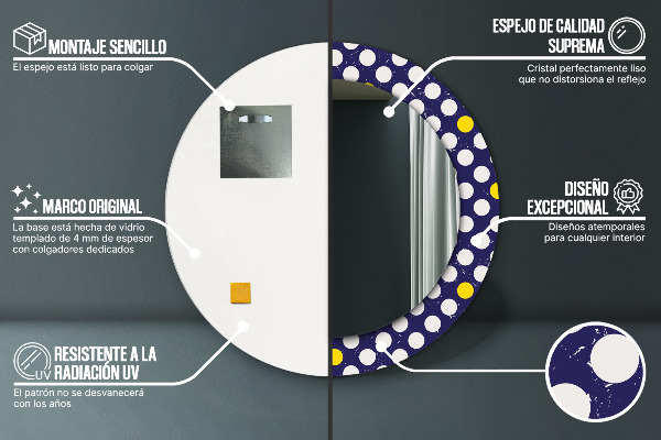 Retro bodky Okrúhle dekoračné zrkadlo na stenu