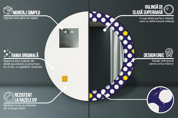 Retro bodky Okrúhle dekoračné zrkadlo na stenu