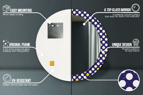 Retro bodky Okrúhle dekoračné zrkadlo na stenu