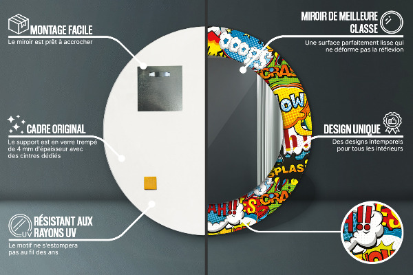 Komiksový štýl Okrúhle dekoračné zrkadlo