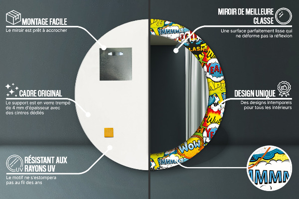 Komiksový štýl Okrúhle dekoračné zrkadlo