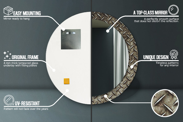 Oceľová textúra Okrúhle zrkadlo s motívom