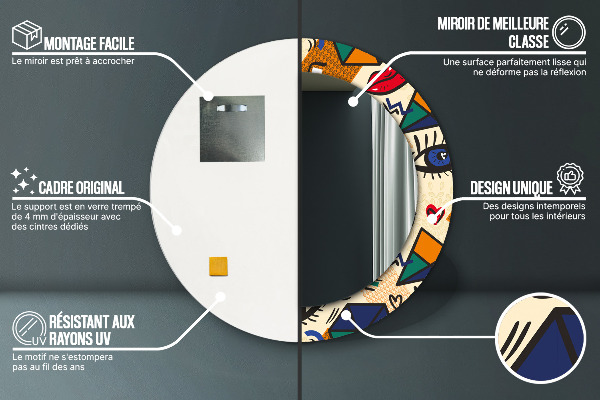 Štýl pop umenia Okrúhle zrkadlo s motívom