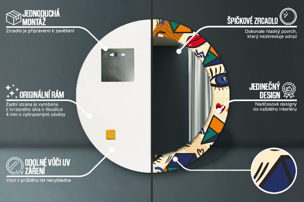 Štýl pop umenia Okrúhle zrkadlo s motívom