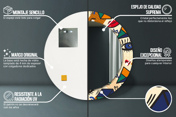 Štýl pop umenia Okrúhle zrkadlo s motívom