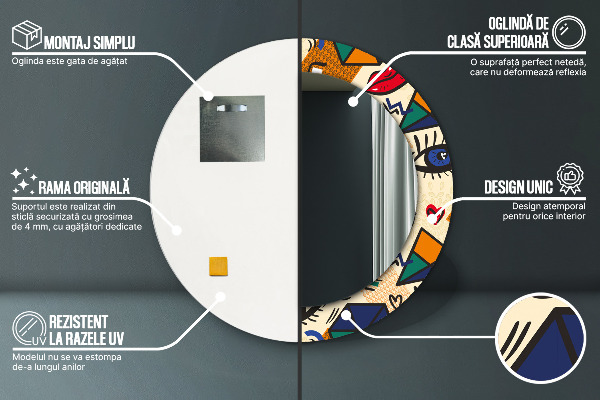 Štýl pop umenia Okrúhle zrkadlo s motívom