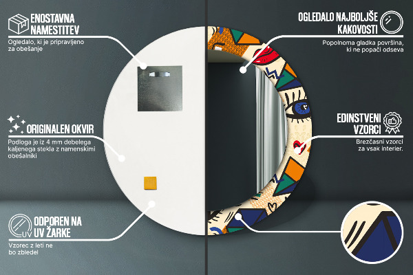 Štýl pop umenia Okrúhle zrkadlo s motívom