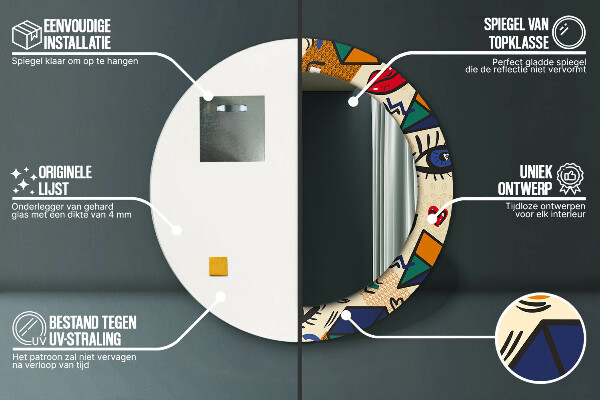 Štýl pop umenia Okrúhle zrkadlo s motívom