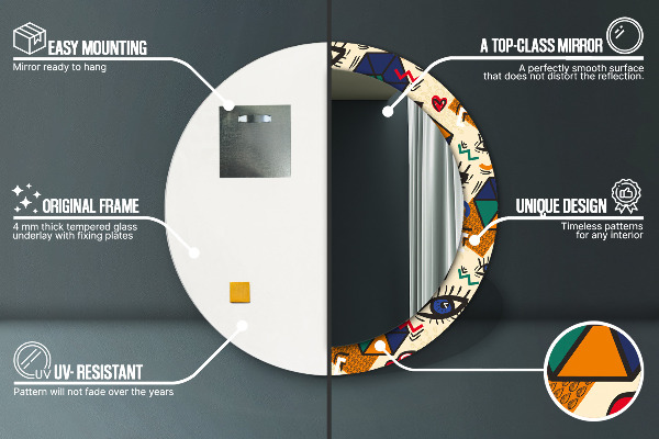 Štýl pop umenia Okrúhle zrkadlo s motívom