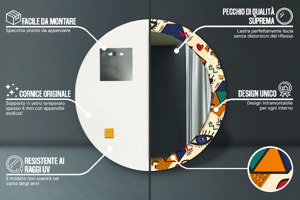 Štýl pop umenia Okrúhle zrkadlo s motívom