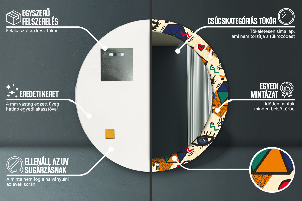 Štýl pop umenia Okrúhle zrkadlo s motívom