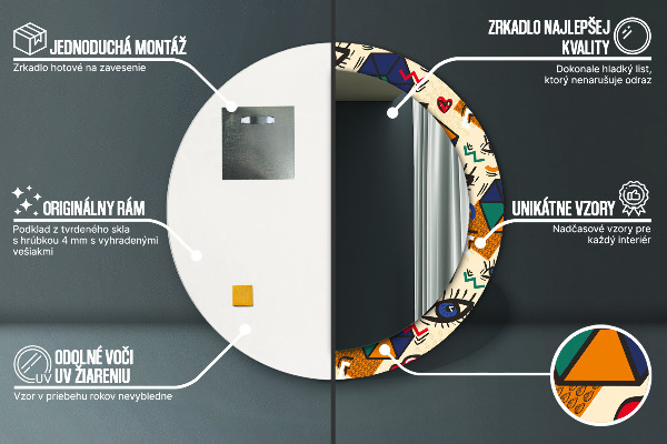 Štýl pop umenia Okrúhle zrkadlo s motívom