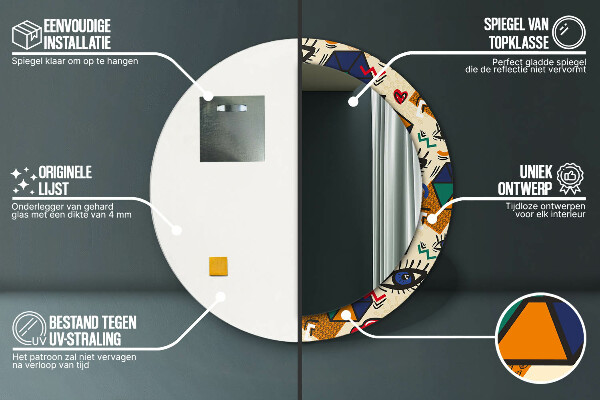 Štýl pop umenia Okrúhle zrkadlo s motívom