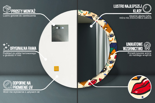 Štýl pop umenia Okrúhle zrkadlo s motívom