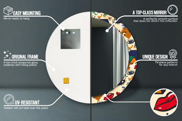 Štýl pop umenia Okrúhle zrkadlo s motívom