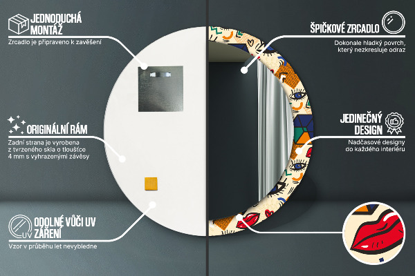Štýl pop umenia Okrúhle zrkadlo s motívom