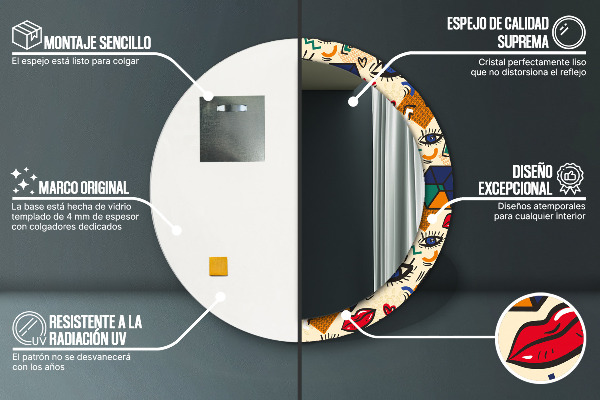 Štýl pop umenia Okrúhle zrkadlo s motívom